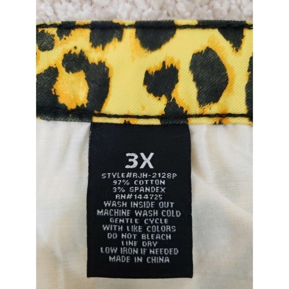 American Bazi ~Woman Plus Sz.3X~Yellow/Black Animal Print Pants Cotton Blend NWT - Picture 9 of 11